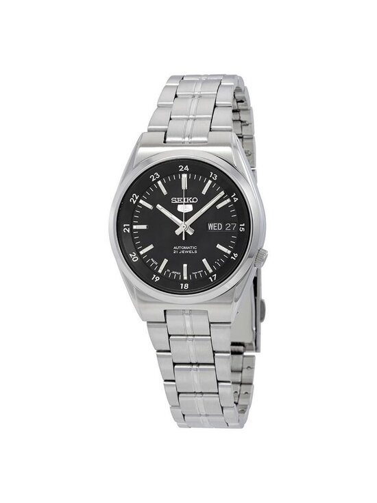 NWT Seiko Series 5 Automatic Date-Day Black Dial Men\'s Watch